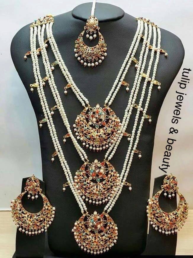 Gold Plated Rani Haar Jewelry Set: Chandballi Earrings & Tikka