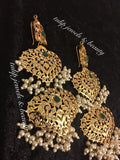 Hyderabadi magar earrings / indian pakistani jewellery / Jadu jewelry/ long Earrings