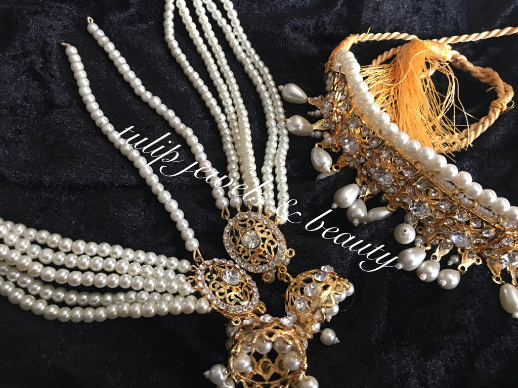 Triditional indian / Pakistani Jewellery Necklace Bridal Hyderabadi Choker Jhumka gold plated