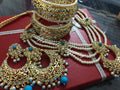 Indian/Pakistani  Traditional Hyderabadi chandballi Pearls Jewellery Set & Bangles
