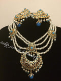 Hyderabadi Turquoise Chandballi Pearl Jewelry Set: Traditional Bridal Jewellery