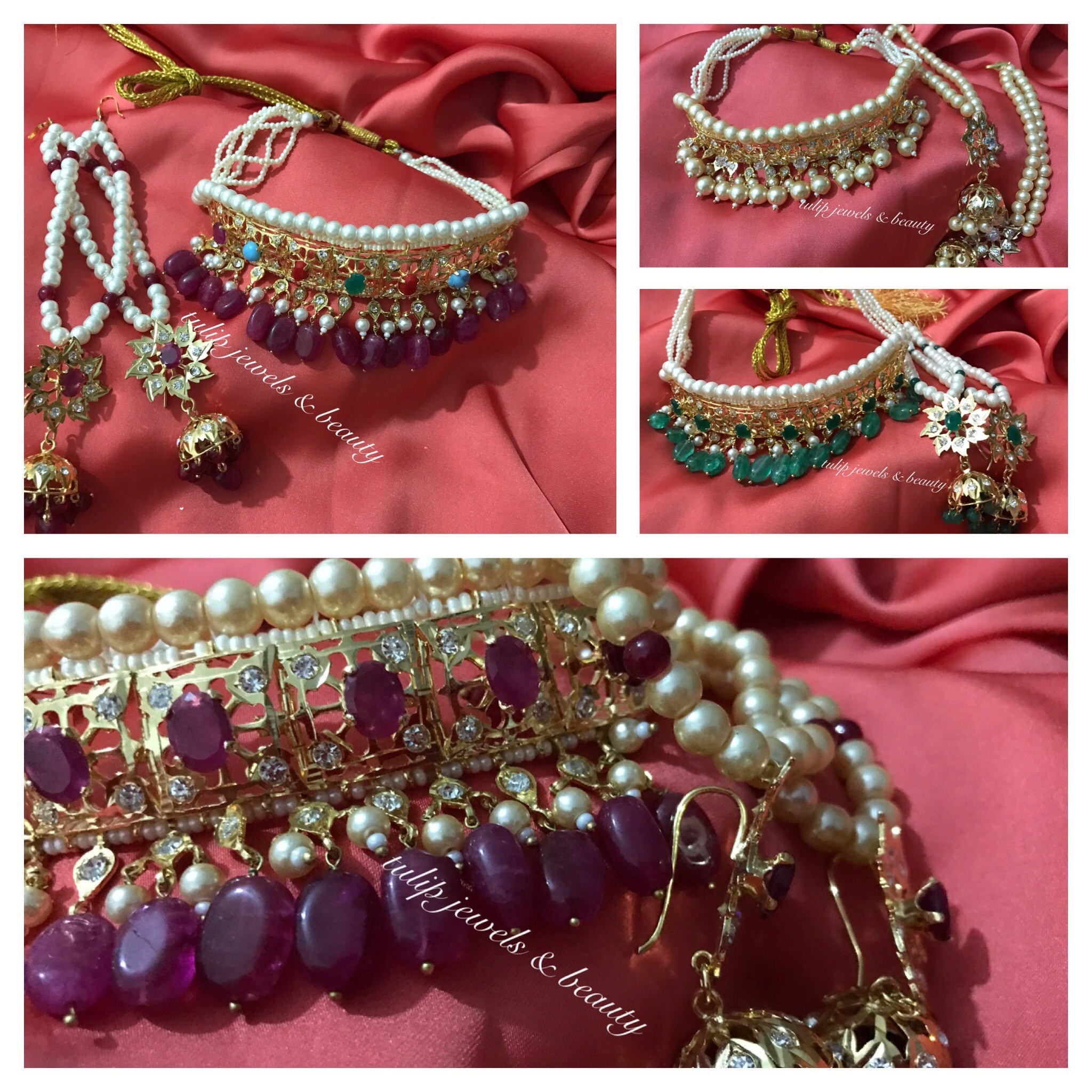 Handcrafted Gold Plated Choker & Jhumki Set: Ruby Indian Jewelry