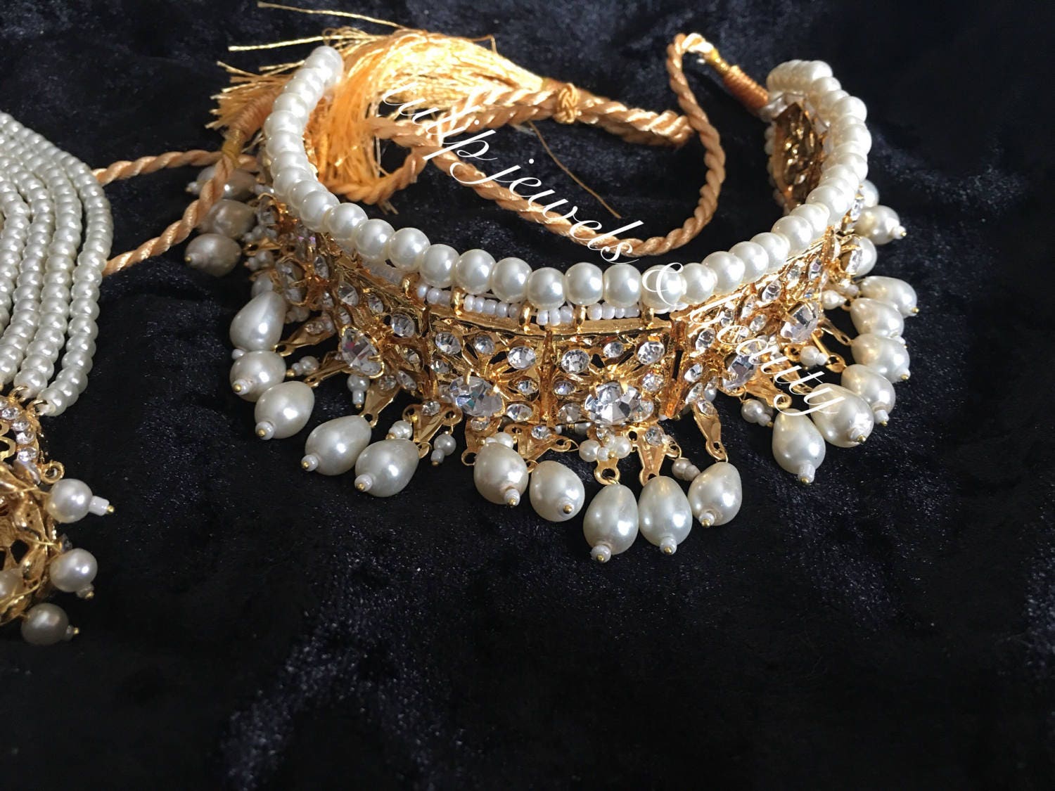 Triditional indian / Pakistani Jewellery Necklace Bridal Hyderabadi Choker Jhumka gold plated