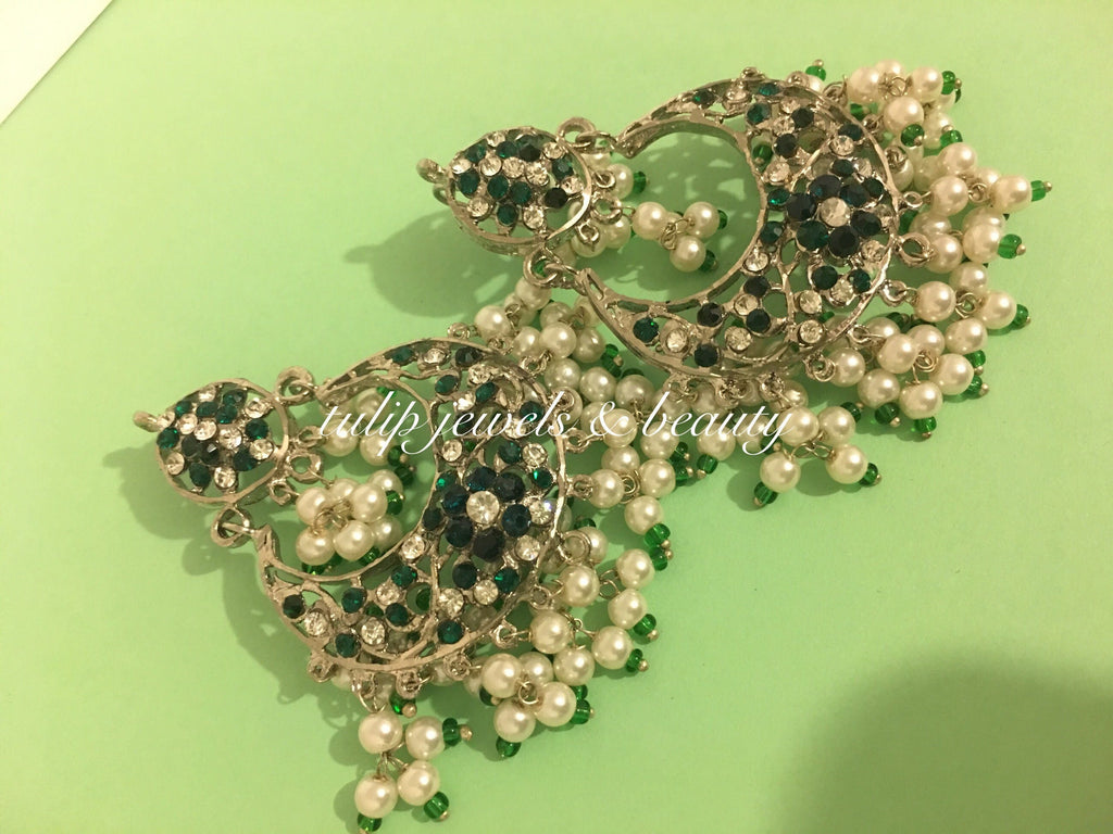 Handcrafted Hyderabadi Chandbali Earrings – Traditional Indian/Pakistani Jewelry – Bridal or Festive Wear