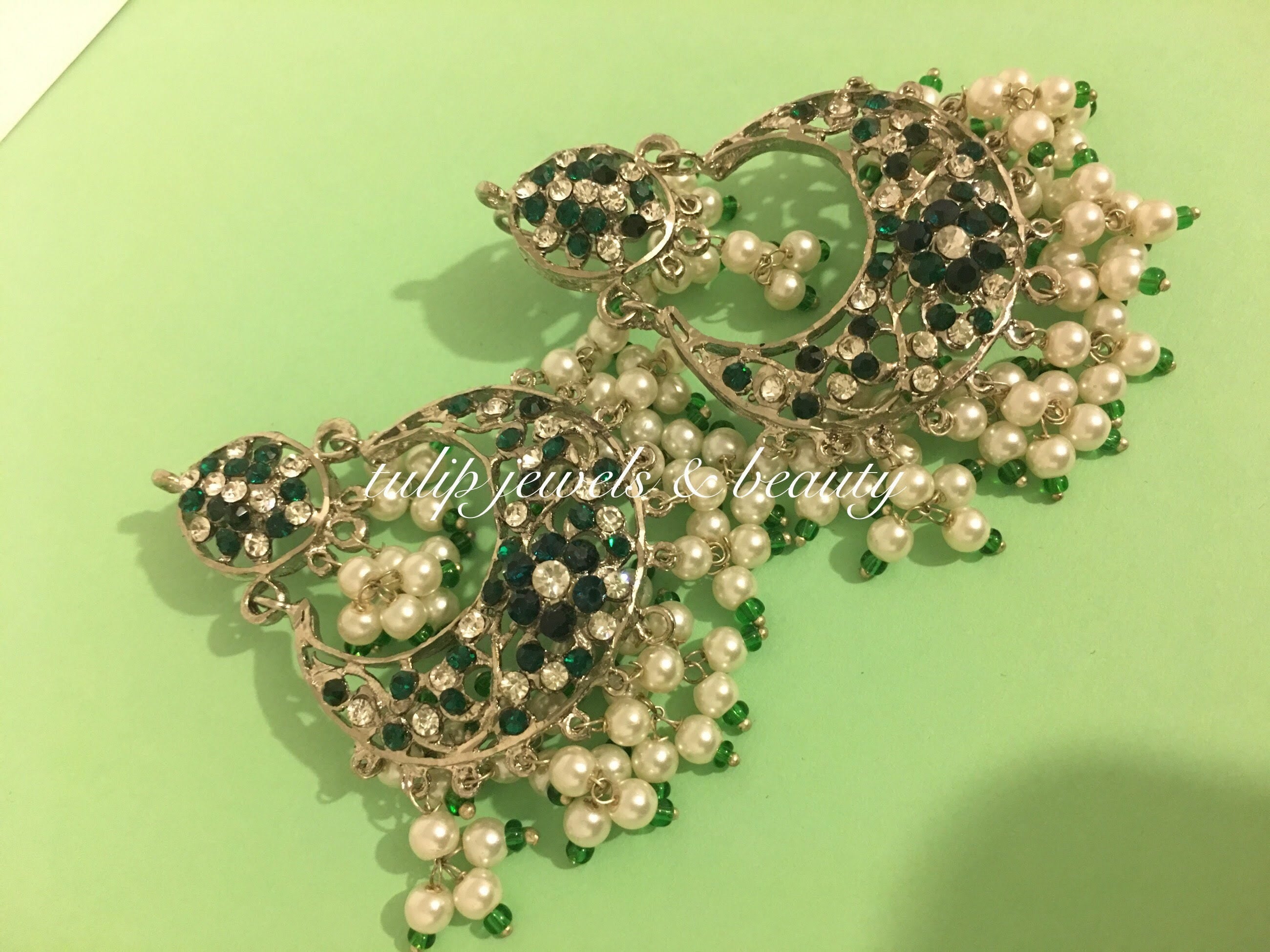 Handcrafted Hyderabadi Chandbali Earrings – Traditional Indian/Pakistani Jewelry – Bridal or Festive Wear