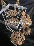 Gold Plated Rani Haar Jewelry Set: Chandballi Earrings & Tikka