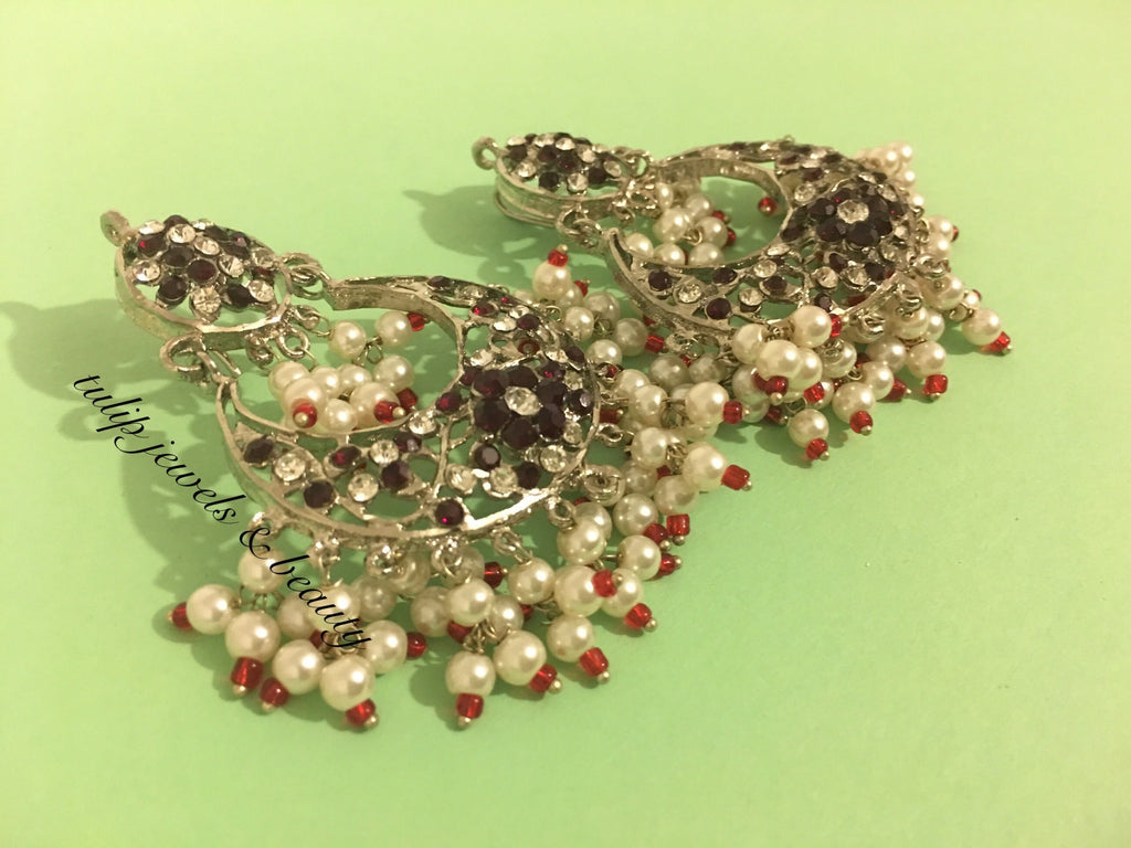 Handcrafted Hyderabadi Chandbali Earrings – Traditional Indian/Pakistani Jewelry – Bridal or Festive Wear