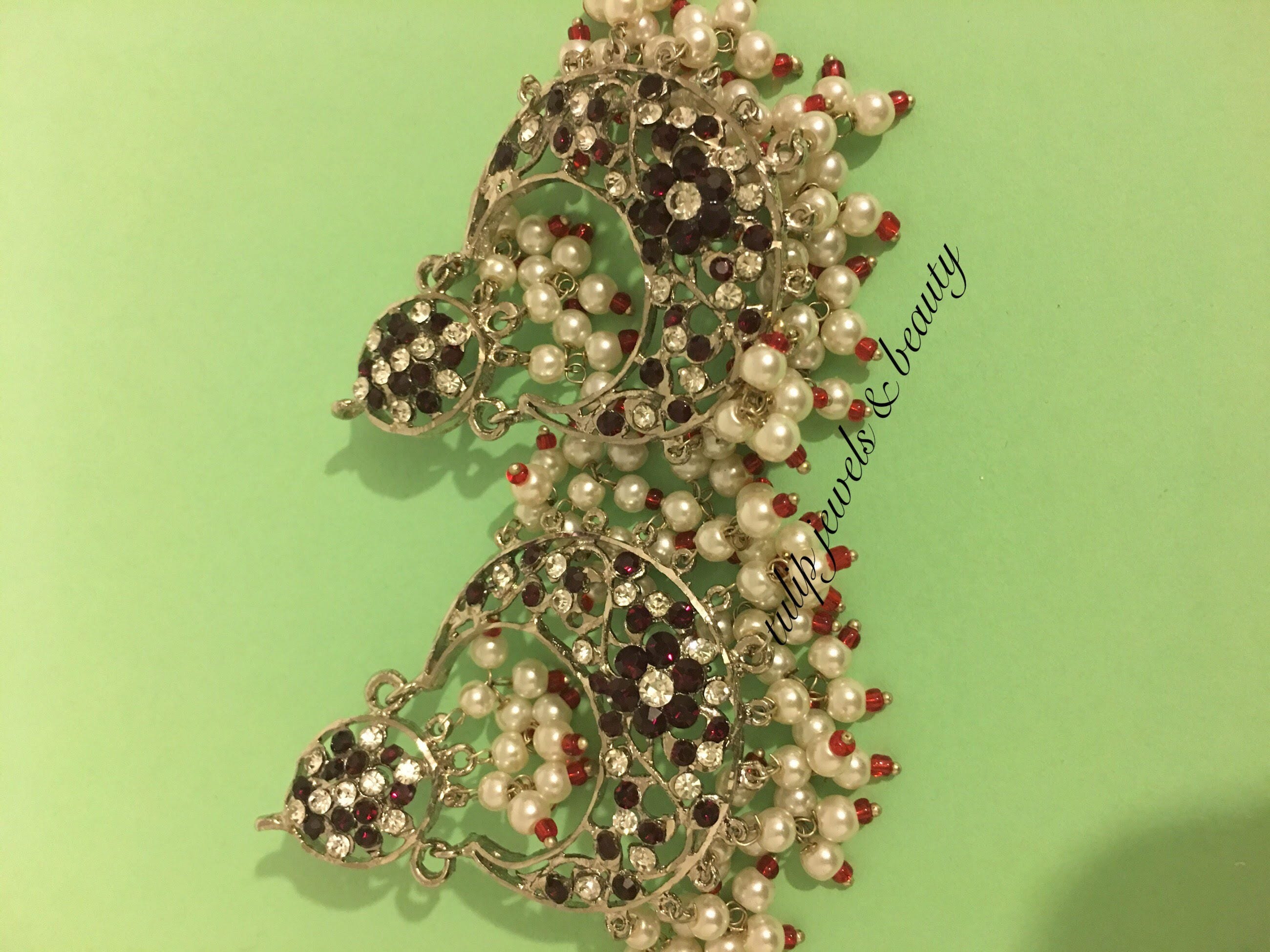 Handcrafted Hyderabadi Chandbali Earrings – Traditional Indian/Pakistani Jewelry – Bridal or Festive Wear