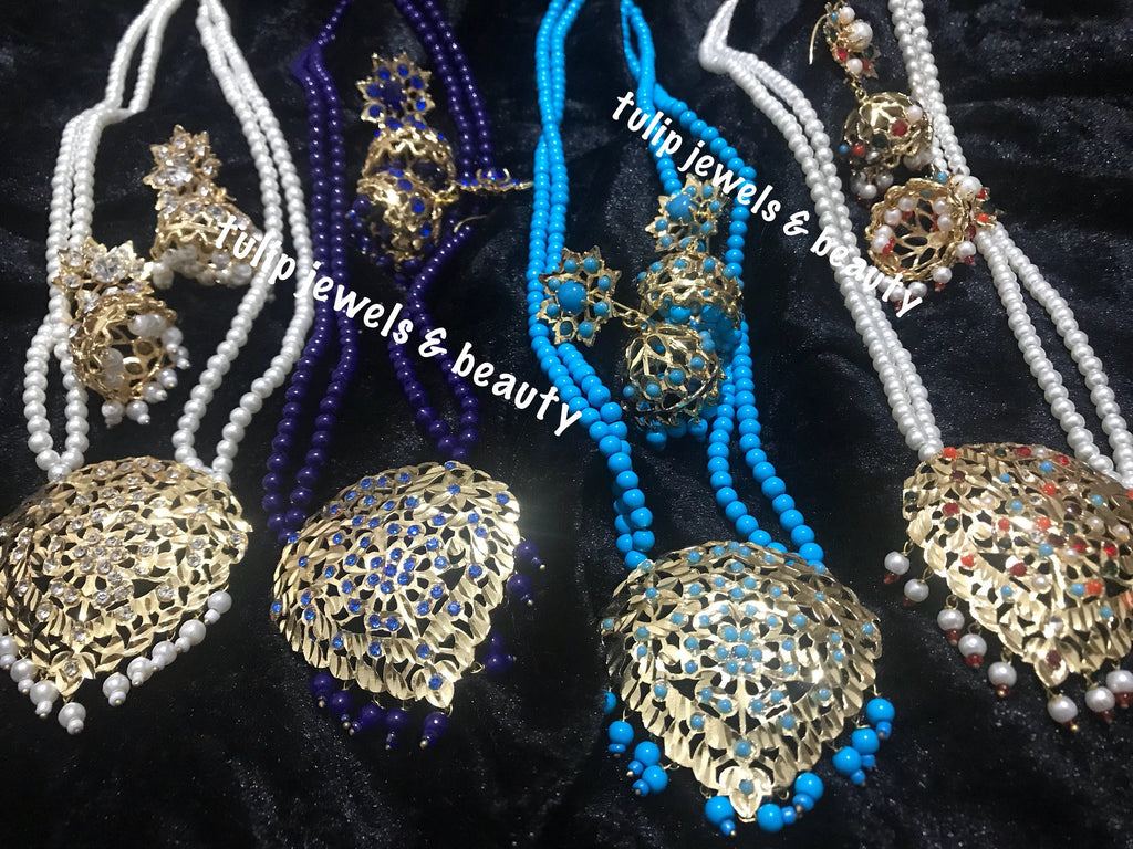Handmade Hyderabadi Gold Plated Necklace Jhumki Set