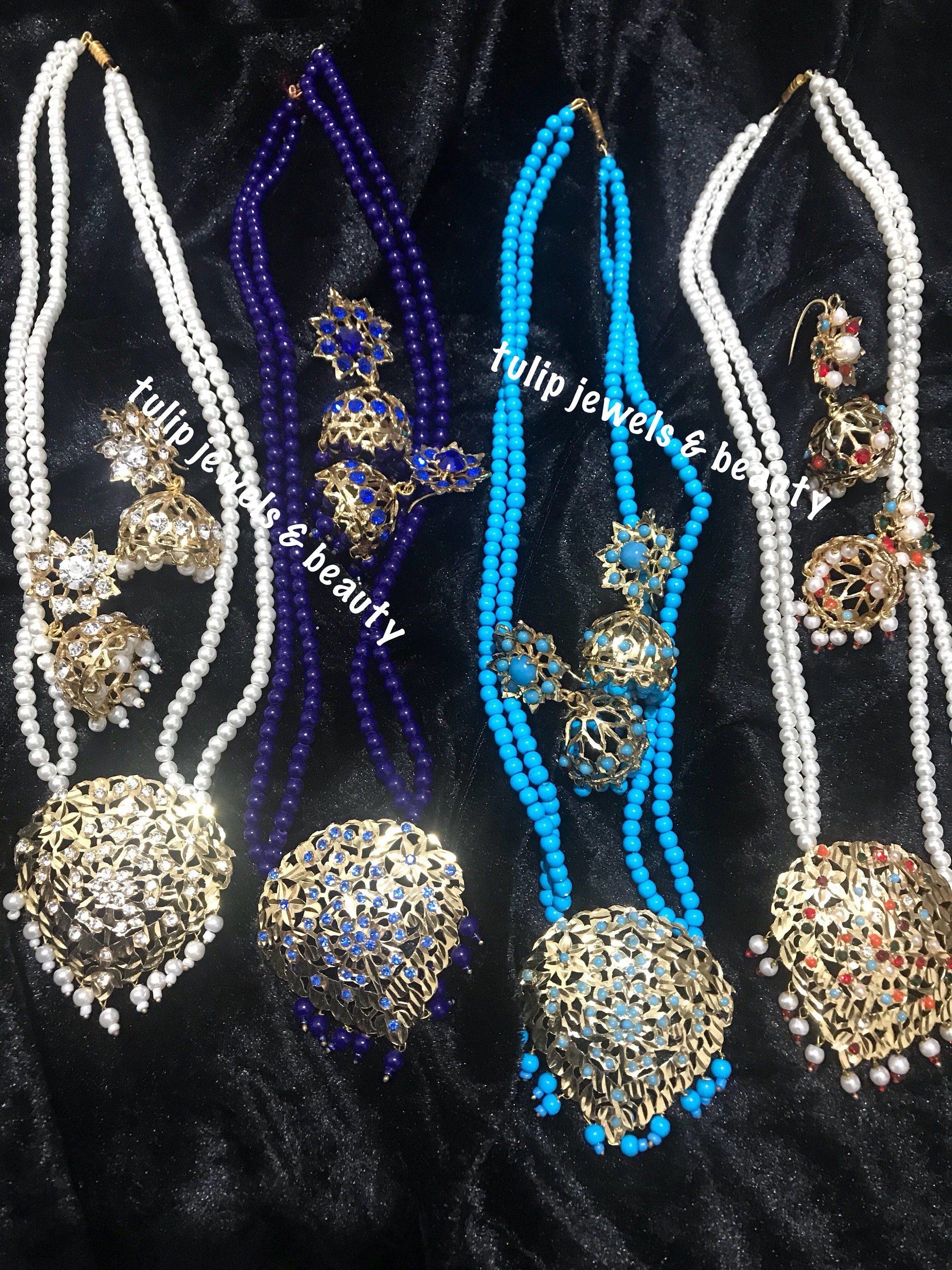 Handmade Hyderabadi Gold Plated Necklace Jhumki Set