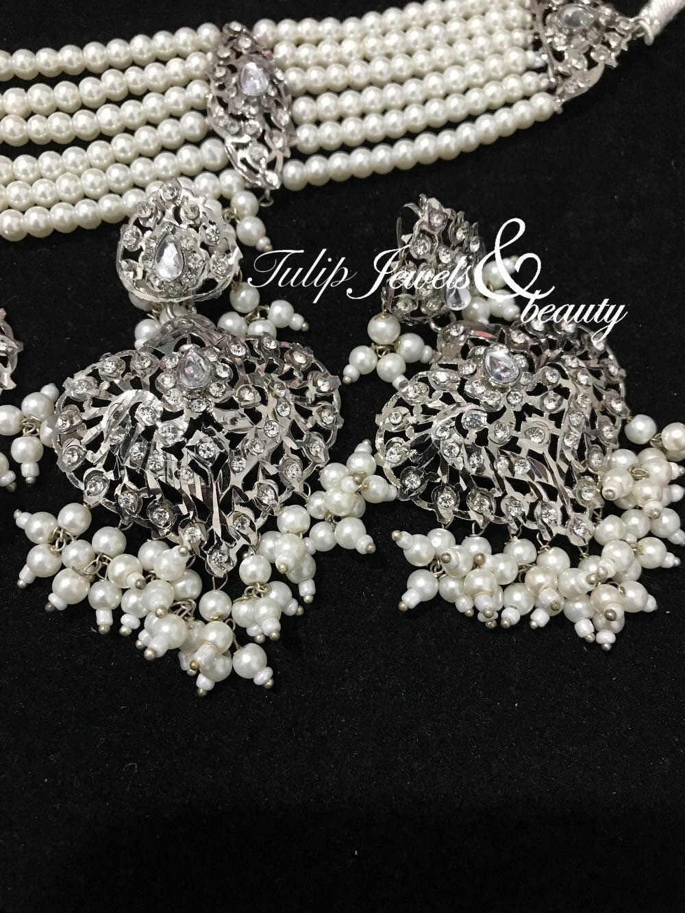 Handcrafted Hyderabadi Choker Set with Earrings & Tikka – Traditional Indian/Pakistani Bridal Jewellery