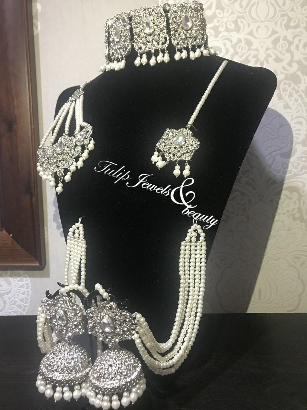 Indian/Pakistani Bridal Silver Choker Set with Jhumki, Tikka & Jhummar – Traditional Ethnic Jewelry Handcrafted