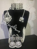 Indian/Pakistani Bridal Silver Choker Set with Jhumki, Tikka & Jhummar – Traditional Ethnic Jewelry Handcrafted