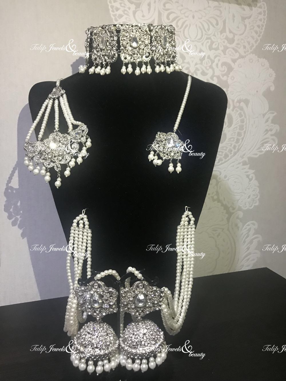 Indian/Pakistani Bridal Silver Choker Set with Jhumki, Tikka & Jhummar – Traditional Ethnic Jewelry Handcrafted