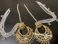Hyderabadi chand balli with side strings. Gold plated Pakistani Jewelery, indian Jewellery