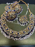 Hyderabadi Jhumki Necklace Set: Gold Plated Indian Bridal Jewelry