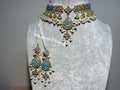 Gold plated thappa set Choker and earrings jewellery set, indian Jewellery, pakistani Jewellery.  Turquoise jewellery indian jewelry bespoke