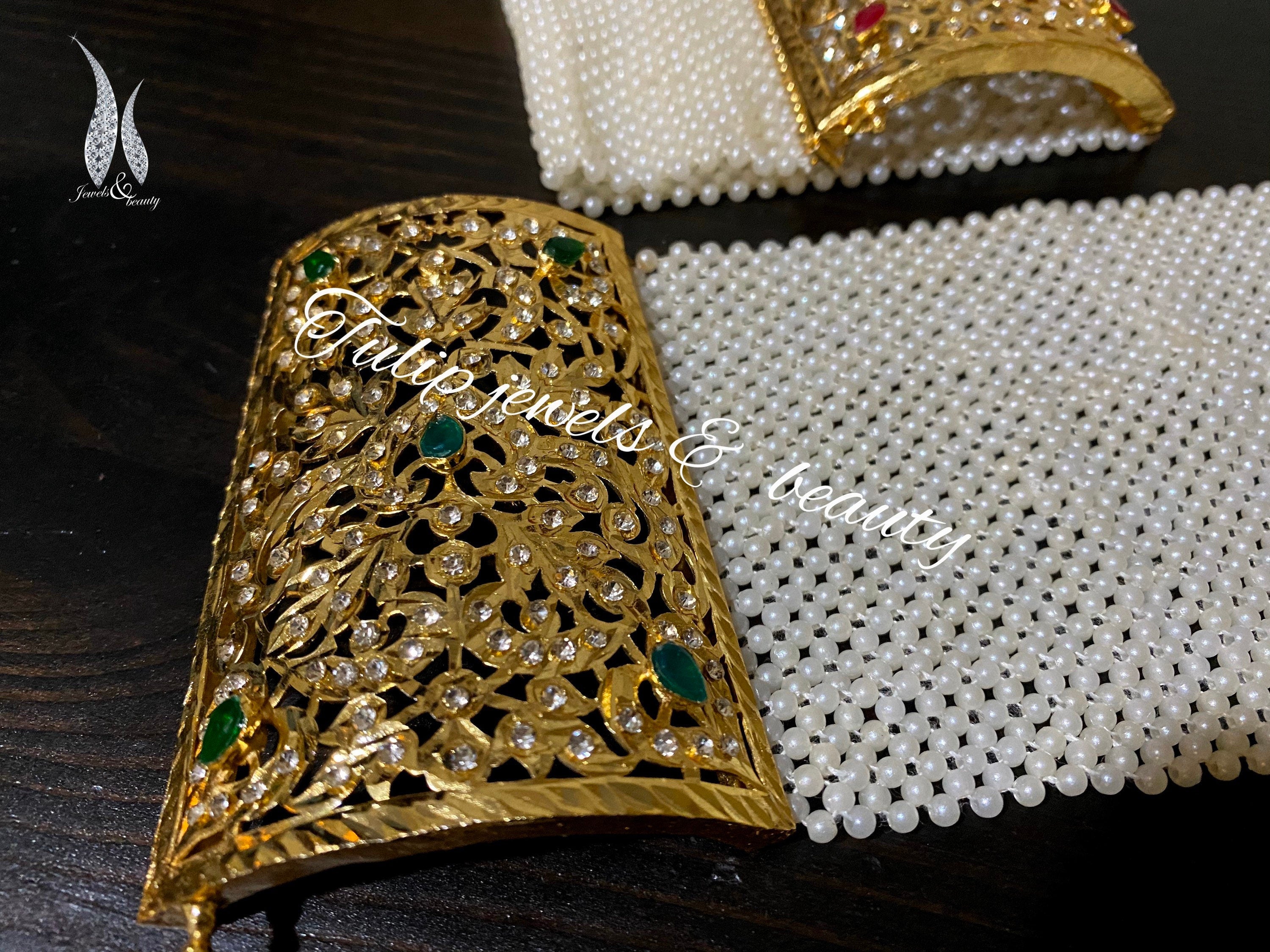 Pearl Bajuband mantasha Indian Pakistani Bracelet Gold Plated