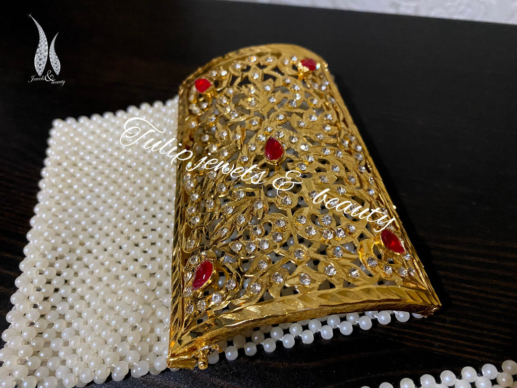 Pearl Bajuband mantasha Indian Pakistani Bracelet Gold Plated