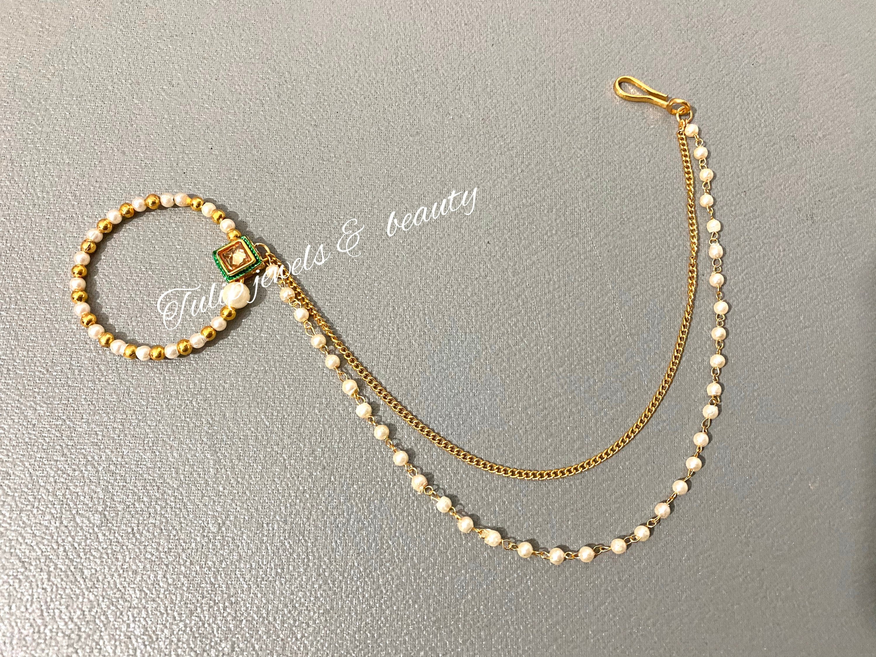 Gold Plated Kundan Nath Nosering: Indian Wedding Jewelry