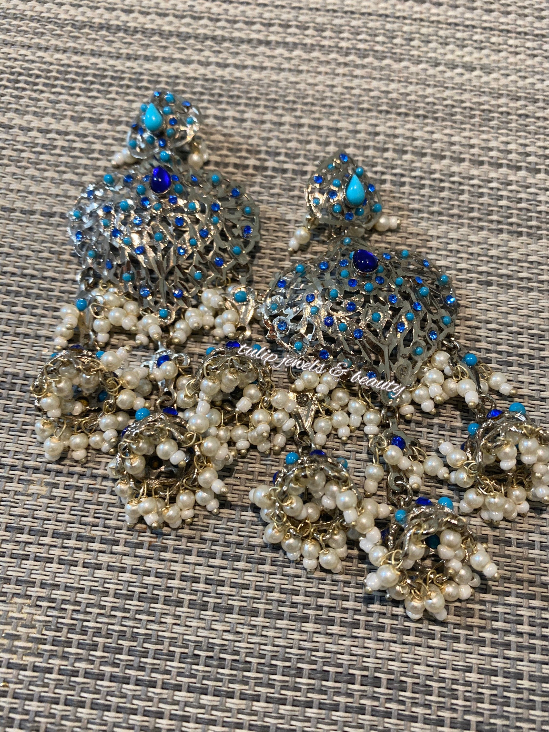 Handcrafted Silver Plated Jhumka Earrings: Hyderabadi Nazami Style