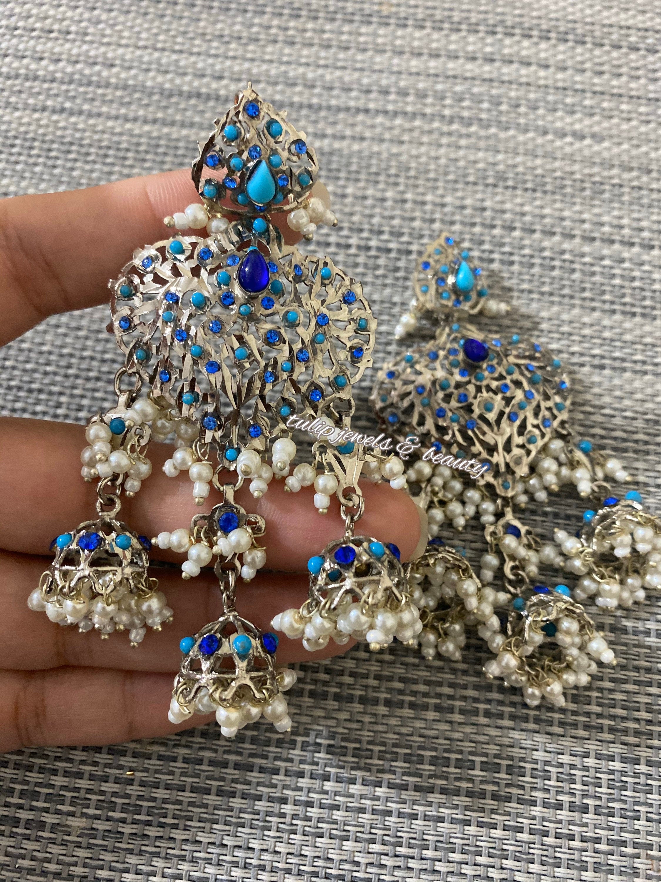 Handcrafted Silver Plated Jhumka Earrings: Hyderabadi Nazami Style