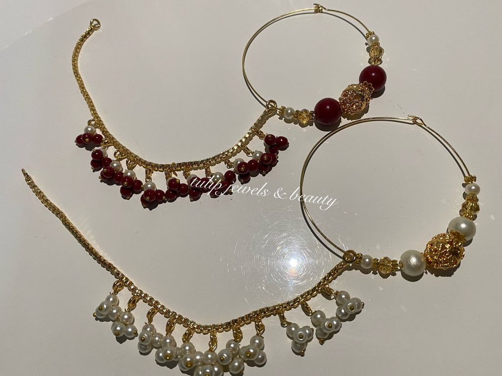 Handmade Gold Plated Nose Ring Nath: Indian Pakistani Bridal Jewelry