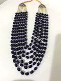 Blue Beaded Rani Haar, Indian Pakistani Bridal Necklace