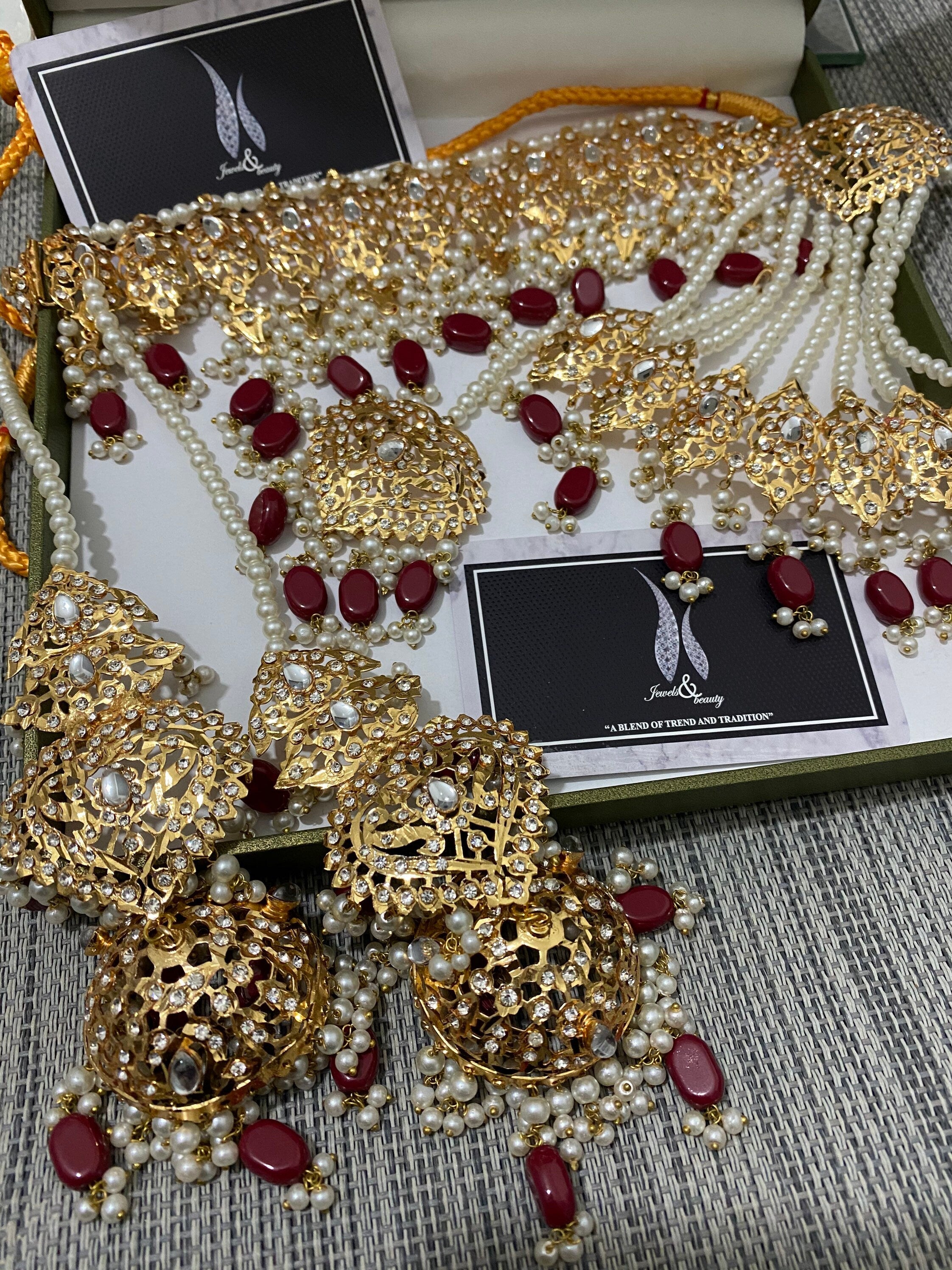 Gold Plated Mughal Choker Set: CZ, Pearls, Indian Bridal Jewelry