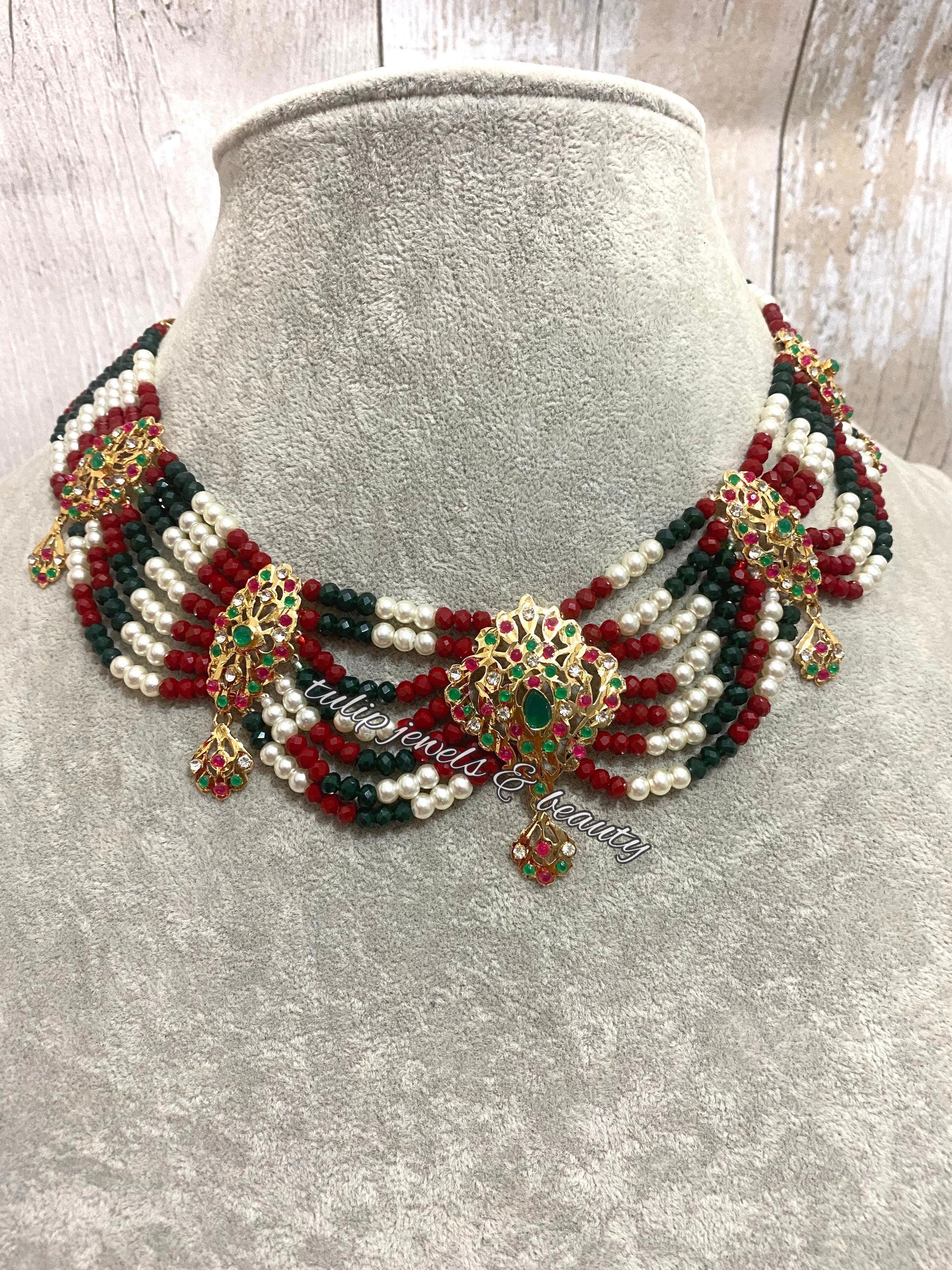 Handmade Hyderabadi Jhumki Necklace Set: Bridal Jewelry