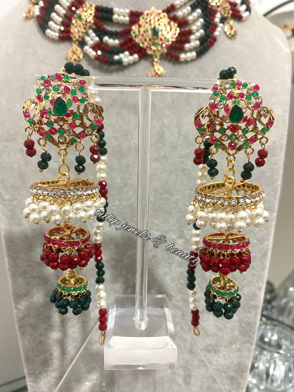 Handmade Hyderabadi Jhumki Necklace Set: Bridal Jewelry