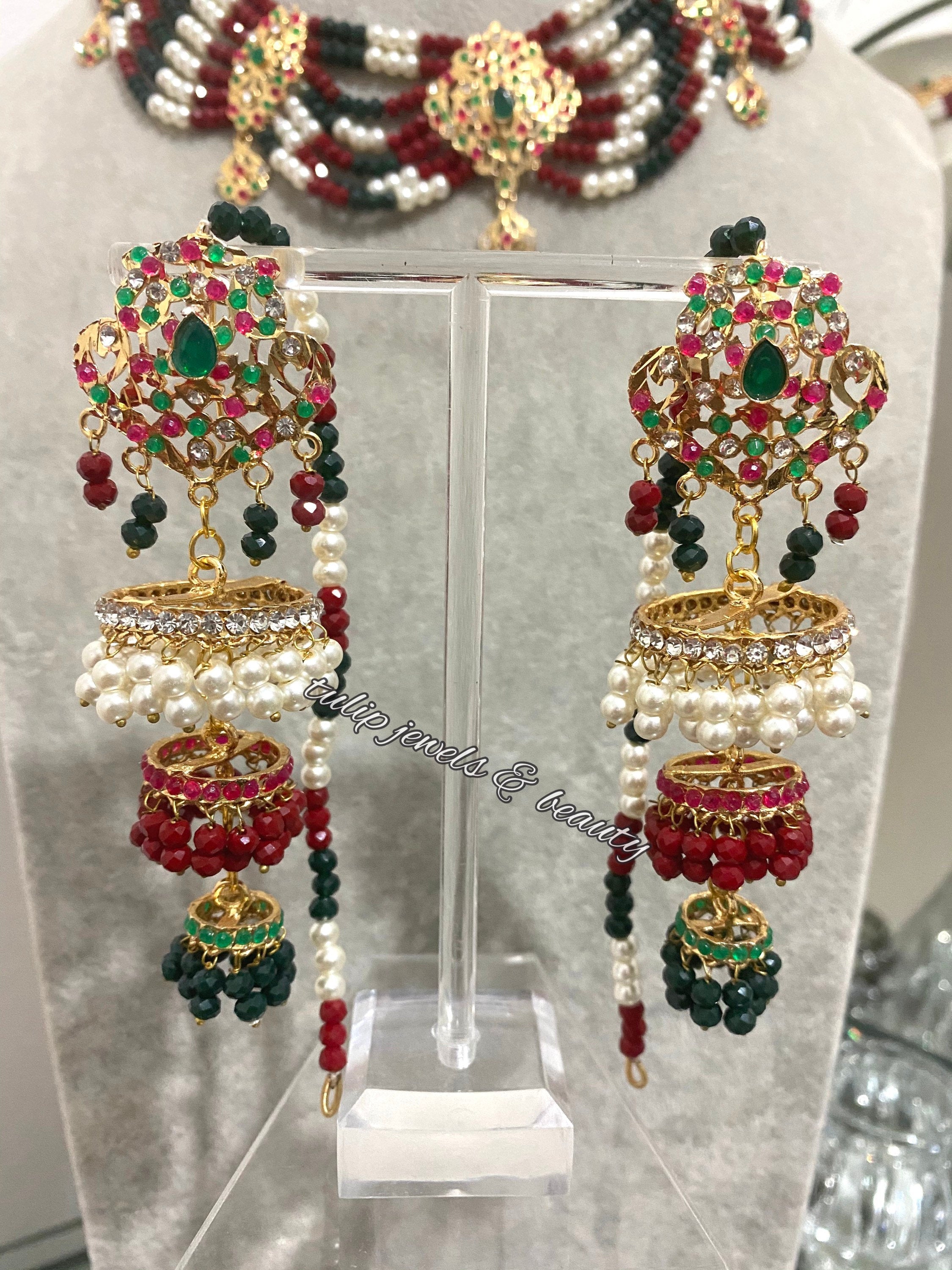 Handmade Hyderabadi Jhumki Necklace Set: Bridal Jewelry