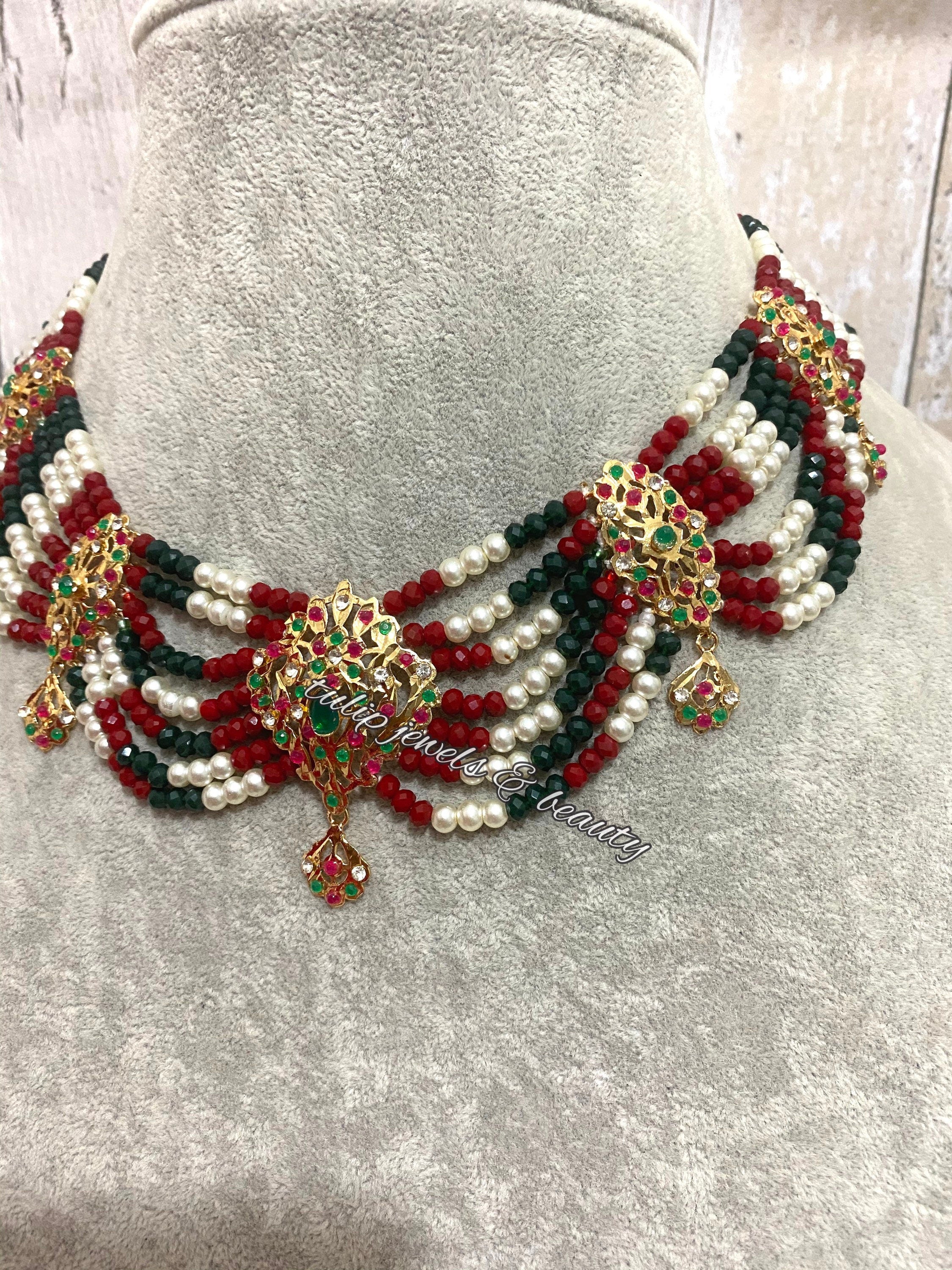 Handmade Hyderabadi Jhumki Necklace Set: Bridal Jewelry