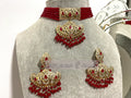 Hyderabadi Choker Necklace Set: Indian Gold Plated Jewelry