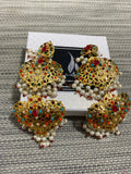 Hyderabadi jadu earrings, Nazami gold plated magar earrings pakistani Jewellery, indian Jewelry