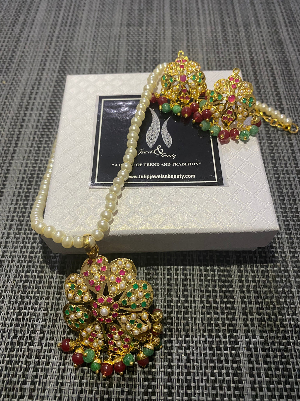 gift for her christmas gift for women Hyderabadi Gold Plated Jewelry Set Pendant Necklace & Earrings