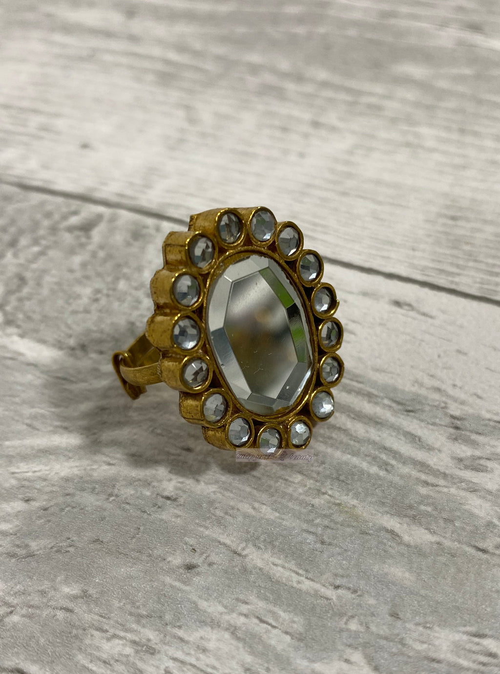 Gold Plated Adjustable Ring: Pakistani Indian Jewelry
