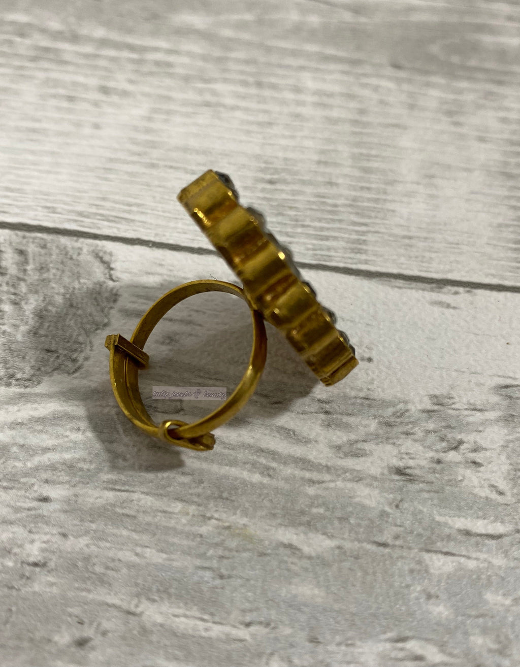 Gold Plated Adjustable Ring: Pakistani Indian Jewelry