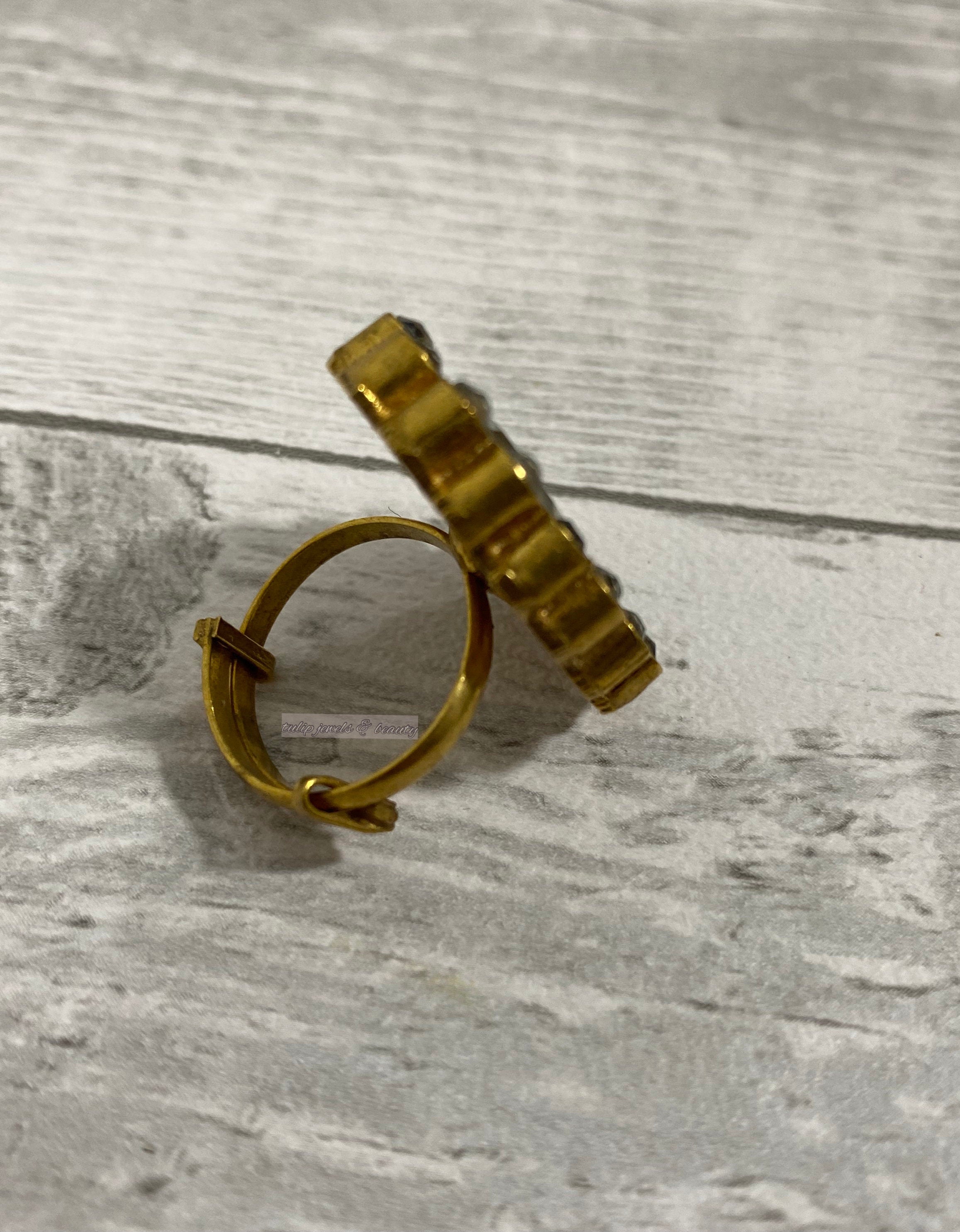 Gold Plated Adjustable Ring: Pakistani Indian Jewelry