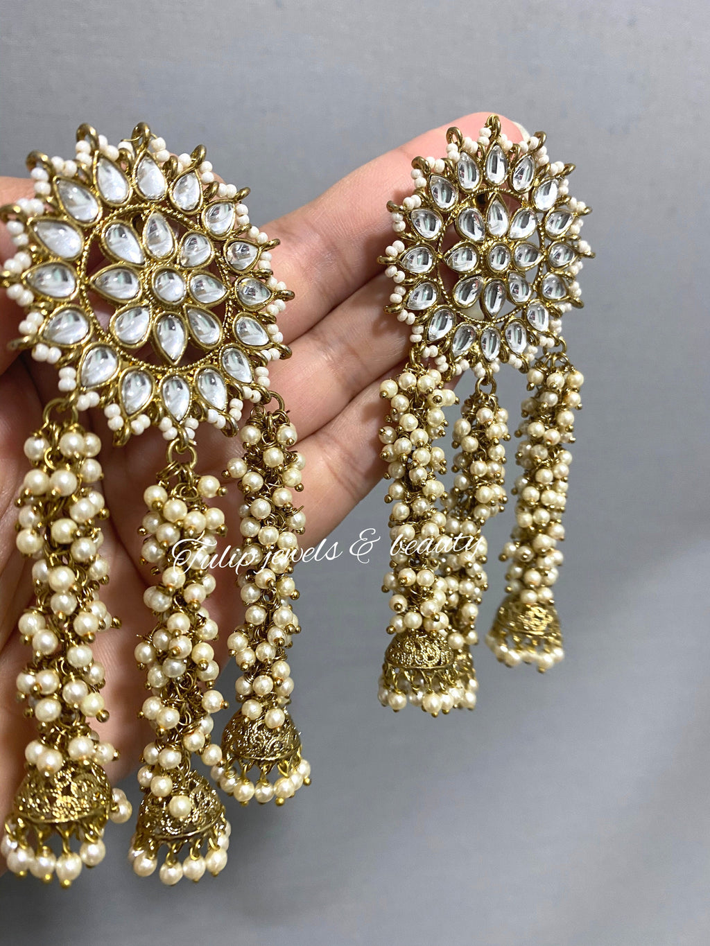 Kundan Stud Earrings: Antique Polish Indian Jewelry