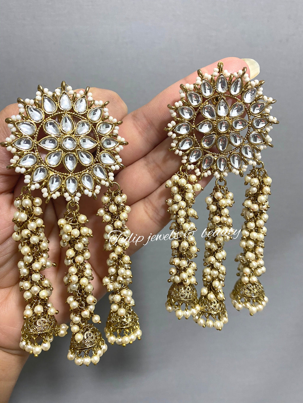 Kundan Stud Earrings: Antique Polish Indian Jewelry