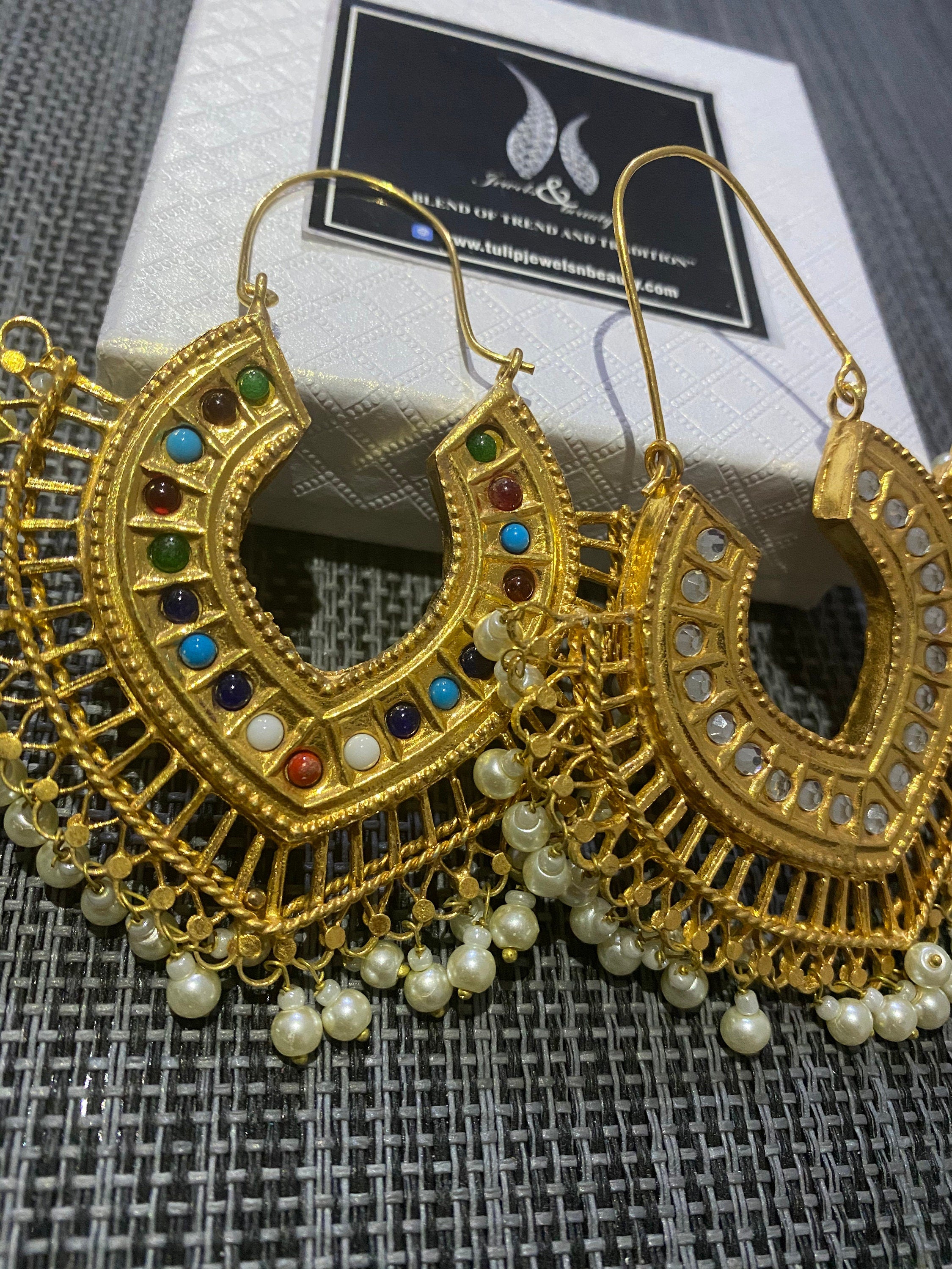 Kundan Bali Earrings: Double Sided Indian Chandballi