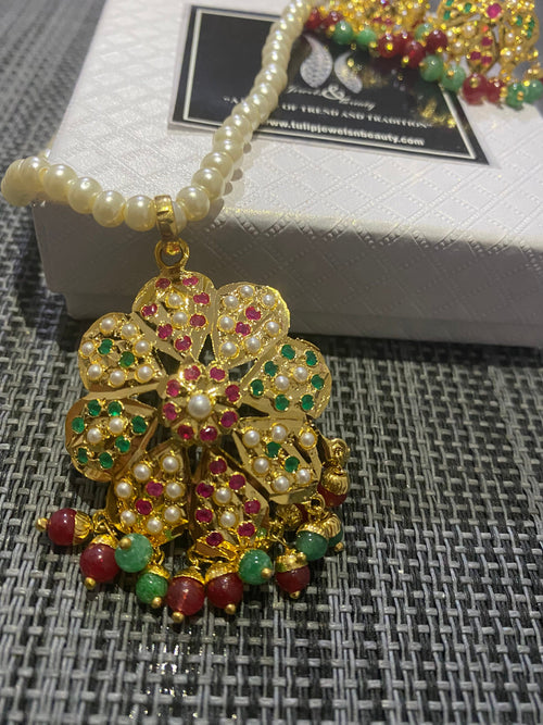 gift for her christmas gift for women Hyderabadi Gold Plated Jewelry Set Pendant Necklace & Earrings