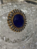 Oversize Blue Stone Ring: Gold Plated Indian Wedding Jewelry