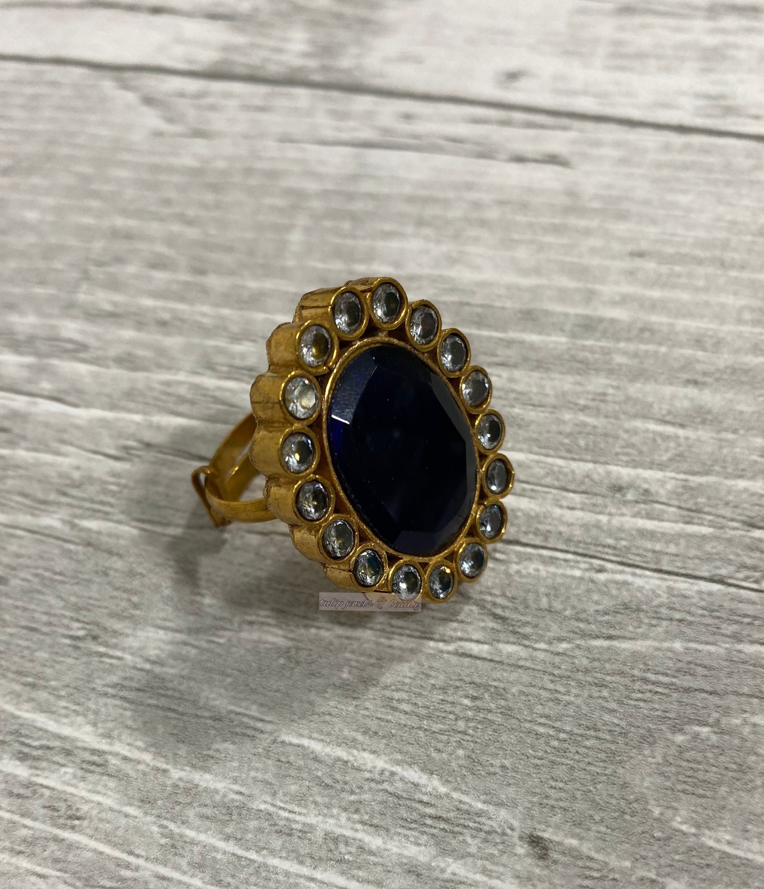 Gold Plated Adjustable Ring: Pakistani Indian Jewelry