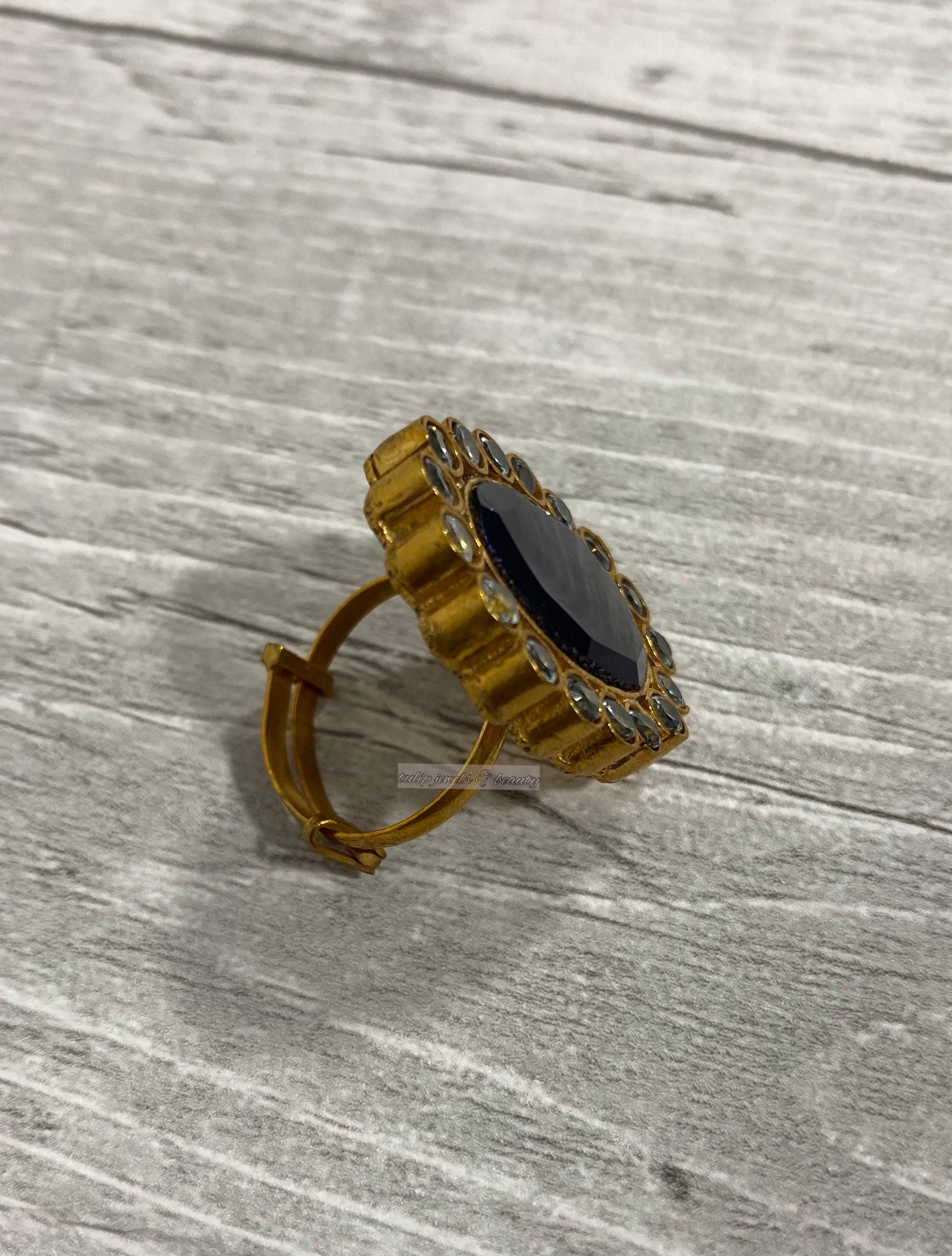 Gold Plated Adjustable Ring: Pakistani Indian Jewelry