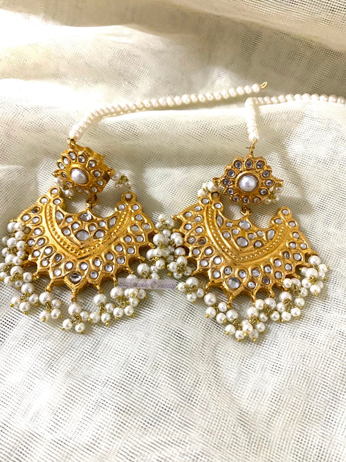 Gold Plated Kundan Earrings: Pakistani Indian Jewelry