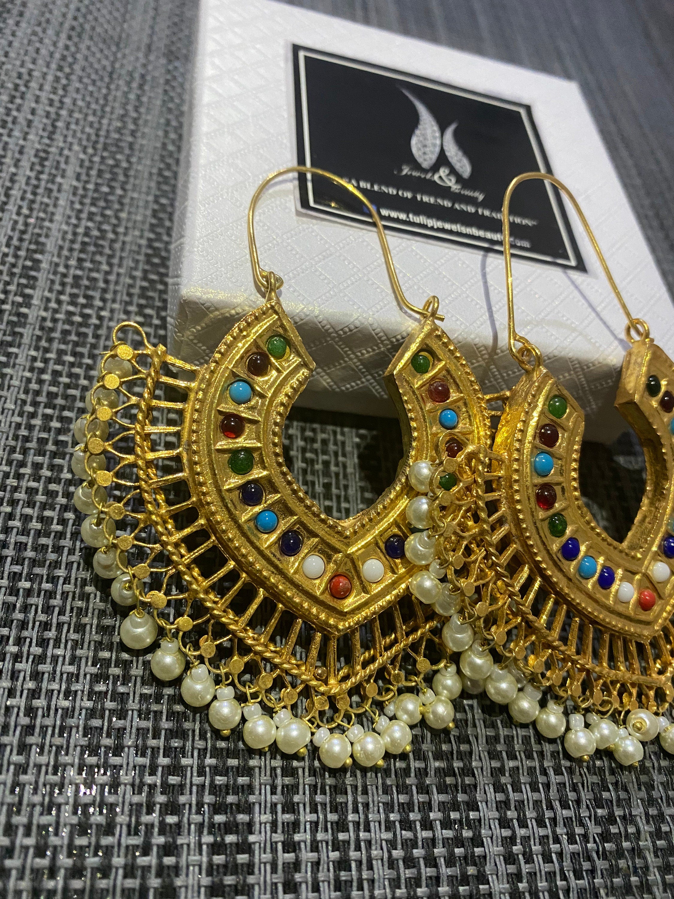 Kundan Bali Earrings: Double Sided Indian Chandballi