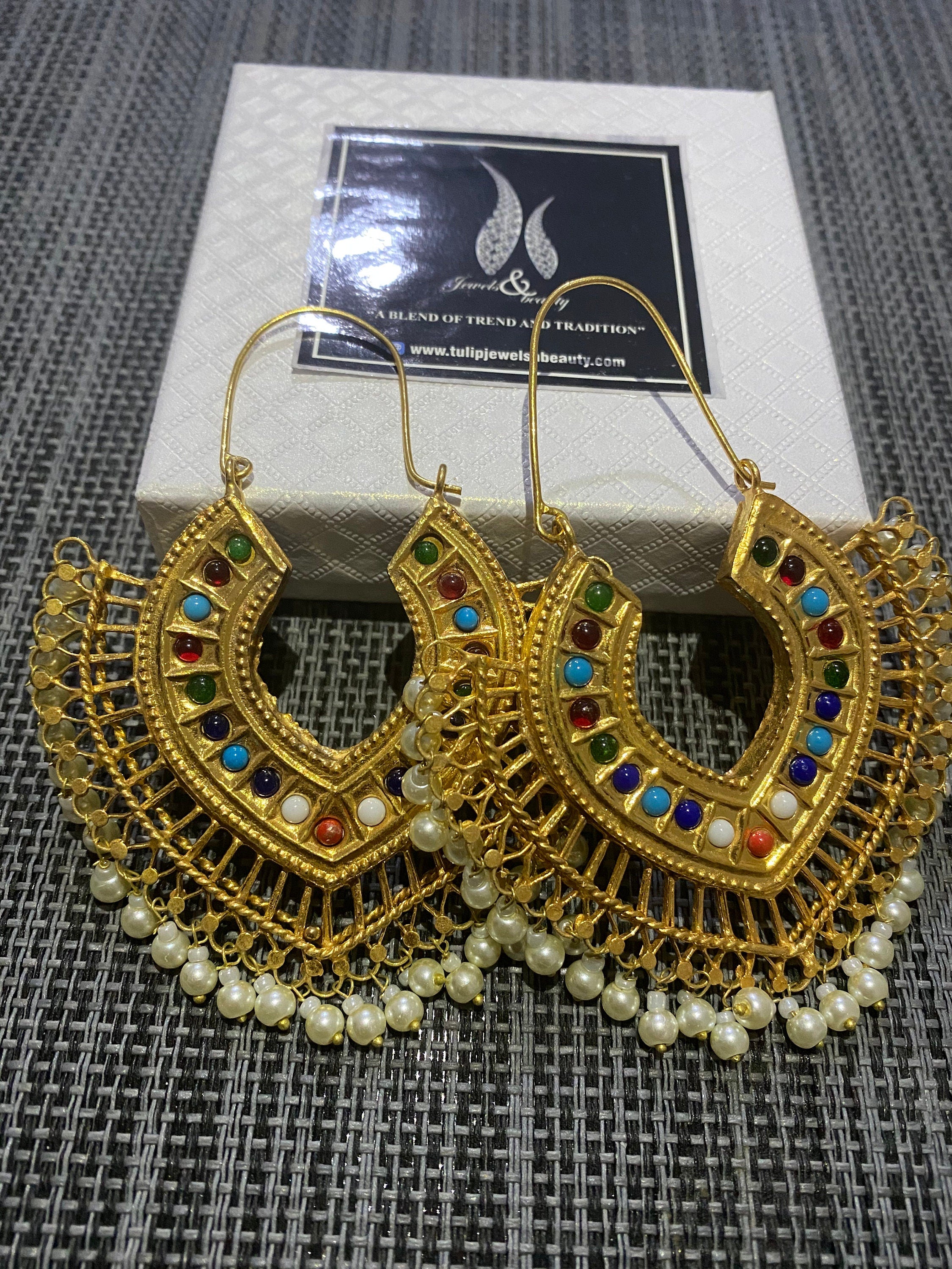 Kundan Bali Earrings: Double Sided Indian Chandballi