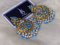 Hyderabadi Chandbali Earrings: Gold Plated Turquoise & Pearl Indian Jewelry